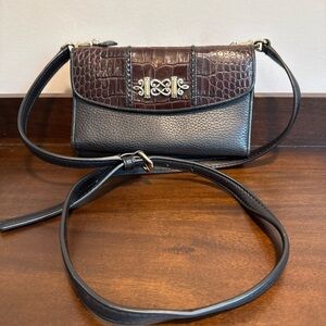 Brighton Small Brown & Black Leather Crossbody Bag/ Wallet P